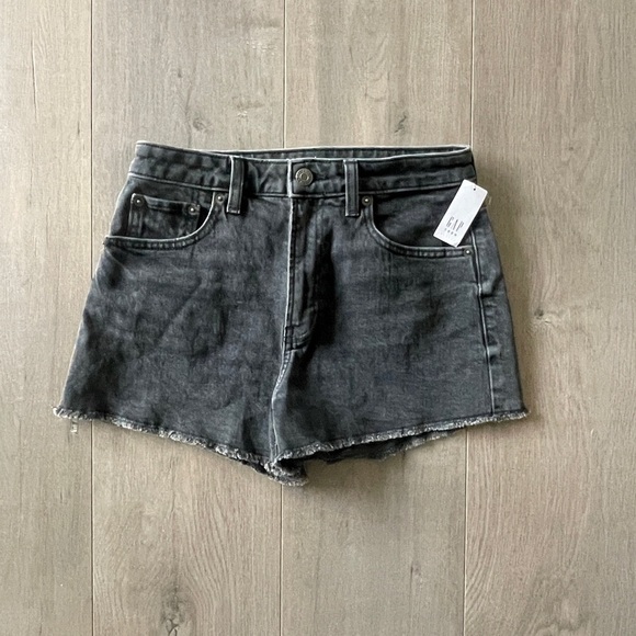 GAP Teen Sky High Short Black Jean Shorts Distressed Style Size 14 - Picture 1 of 4